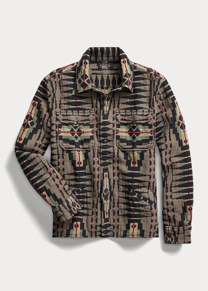 Camisas RRL Hombre Brushed Jacquard Overshirt Chile Multicolor YKMZI-8294